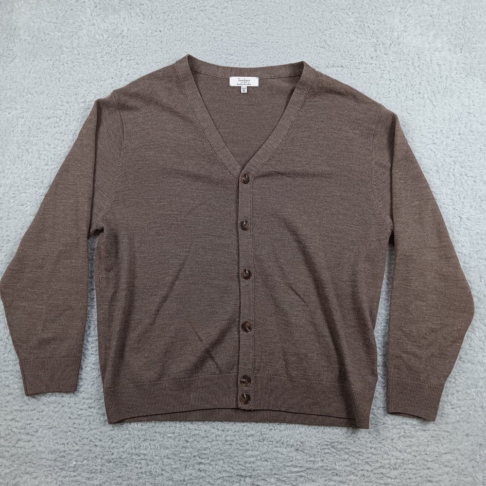 Turnbury Cardigan Sweater Mens XL Brown Extra Fine Merino Wool V-Neck